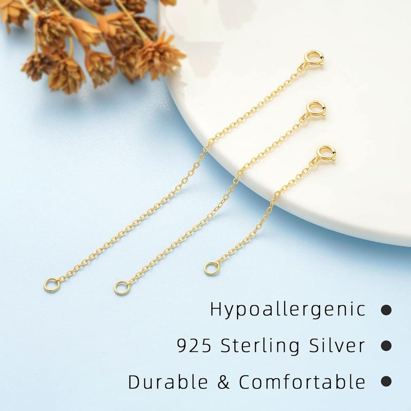 VANBARIS Gold Necklace Extender 14K, 925 Sterling Silver Necklace Extenders Gold Chain Bracelet Anklet Jewelry Extension for Necklaces, 3 Piece Set (2, 3, 4 Inches) - Image 5