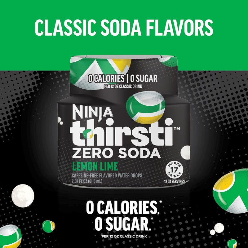 Ninja Thirsti Zero Soda Lemon Lime - Flavored Water Drops, 3 Pack, Zero Calories & Sugar, Makes 17 Drinks - Image 2