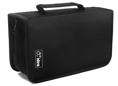 CCidea CCidea CD Case DVD Storage Holder 128 Capacity DVD Cases Organizer CD Plastic Protective Carrying BinderPortable Cd Wallet for Home Travel Black 