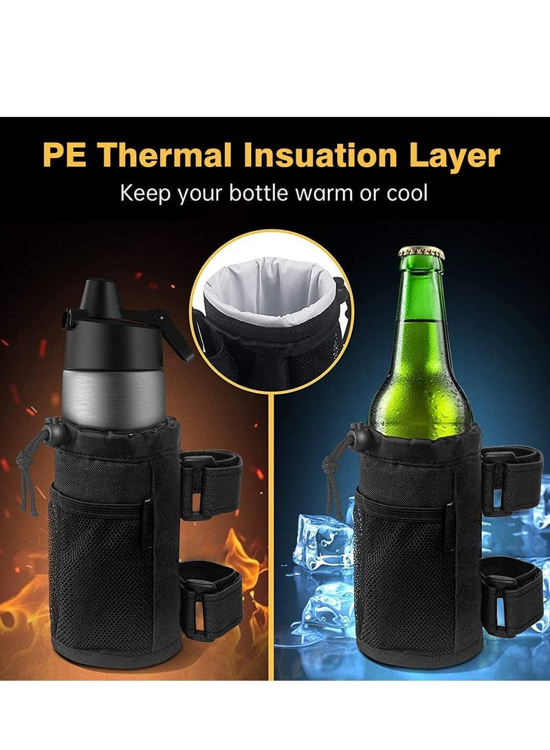 Barakah Bike Cup Holder 2 Pack Water Bottle Bicycle Handlebar Drink with Mesh Pockets Phone Bag for Cruiser, Mountain Bike, Scooter, Folding, Road Wheelchair, Black - Image 3