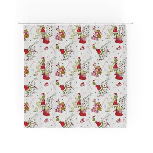 Franco Grinch Holiday Christmas 13Piece Shower Curtain Set 72 x 72 Inch Fabric Curtain with Hooks Bathroom Decor Machine Washable 100 Officially Licensed Product by Franco Collectibles - Image 1