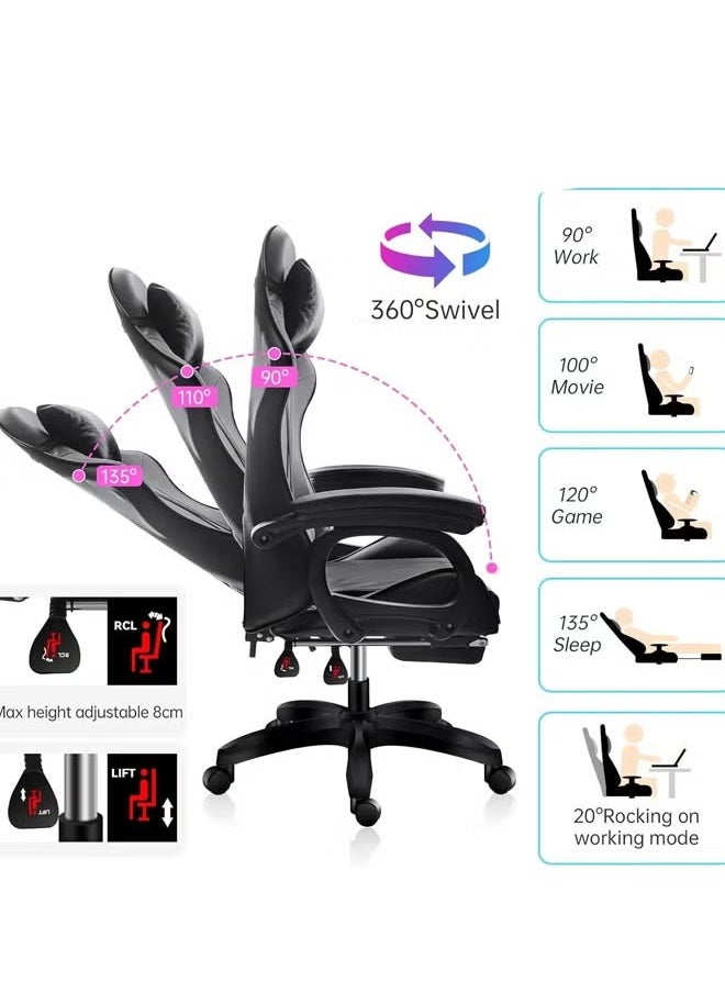 Cady One - 2 in 1 Adjustable Gaming Chair with Cushion, Headrest, Desk and Computer Table L Shaped Easy to Assemble - Image 1