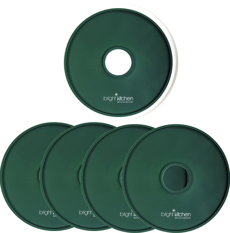 4 Fruit Leather Silicone Dehydrator Sheets with EDGES  NONToxic for Nesco Round Dehydrators Lip Mold Hold Batter Liquids Fruit Roll Up Fruit Leather Circle ReUsable Flexible Non Stick