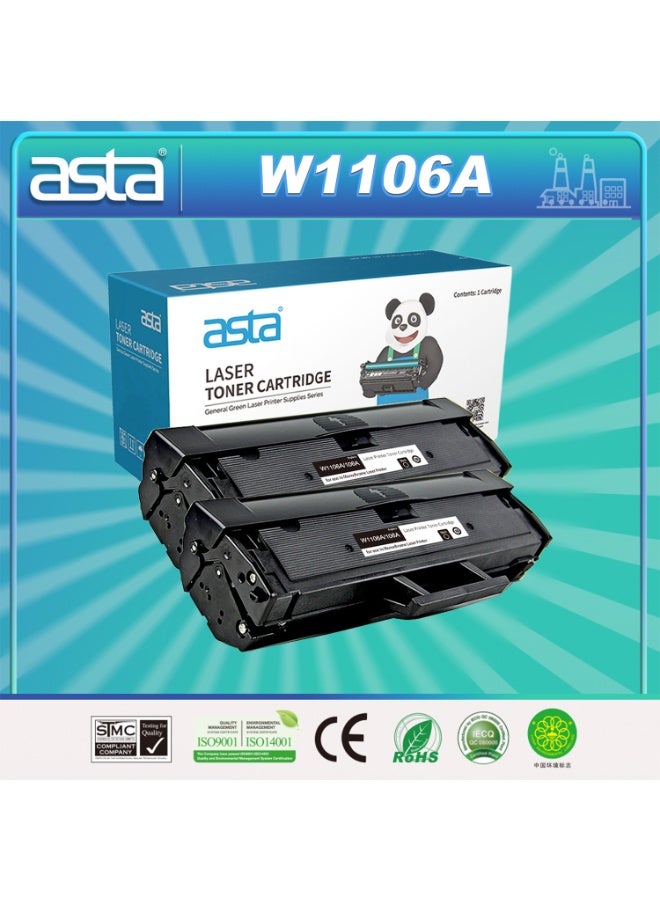 ASTA 2PCS 106A W1106A With Chip Compatible Toner Cartridge For HP LaserJet 107a MFP 135a MFP 135w MFP 137fnw Printer - Image 1