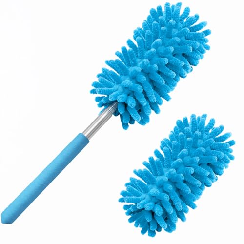 Tukuos Microfiber Duster for Cleaning, Tukuos Hand Washable Dusters with 2pcs Replaceable Microfiber Head, Extendable Pole, Detachable Cleaning Brush Tool for Office, Car, Window, Furniture, Ceiling Fan - Image 1