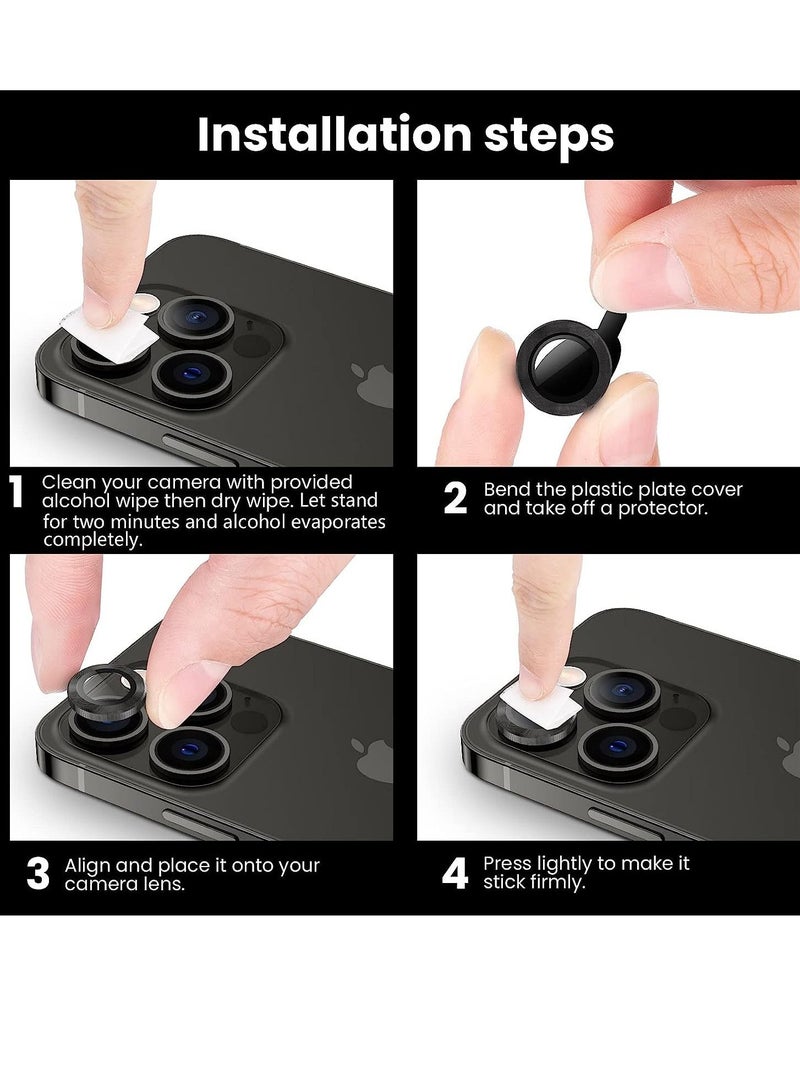 iPhone 13 Pro Max Camera Lens Protector, 9H Tempered Glass Camera Cover Screen Protector Metal Individual Ring - Image 5