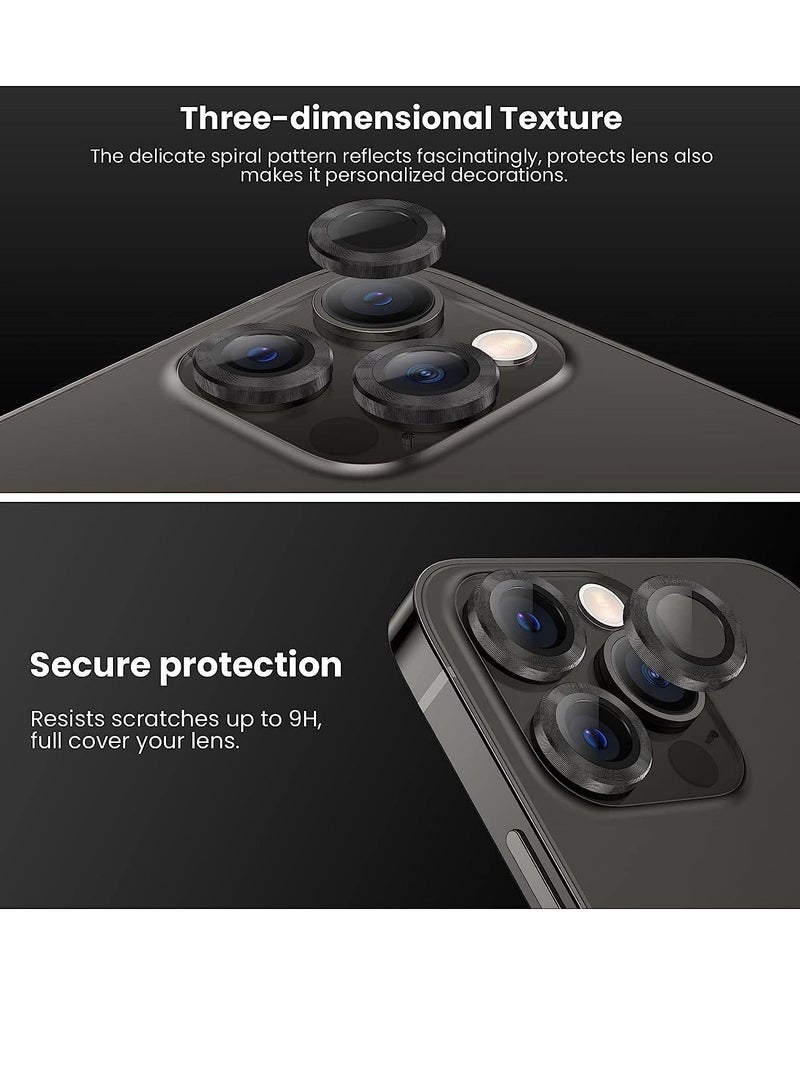 iPhone 13 Pro Max Camera Lens Protector, 9H Tempered Glass Camera Cover Screen Protector Metal Individual Ring - Image 4