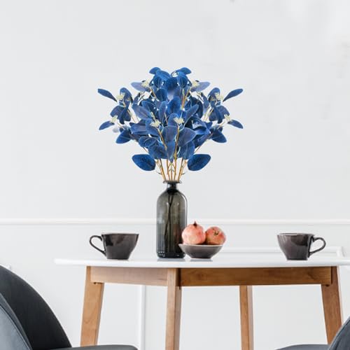 GTIDEA 6pcs Faux Eucalyptus Stems Blue Artificial Eucalyptus Leaves Spray Greenery Stems Branches with Seeds Silver Dollar Eucalyptus Plant for Home Kitchen Indoor Vase Flower Arrangement Decor - Image 4