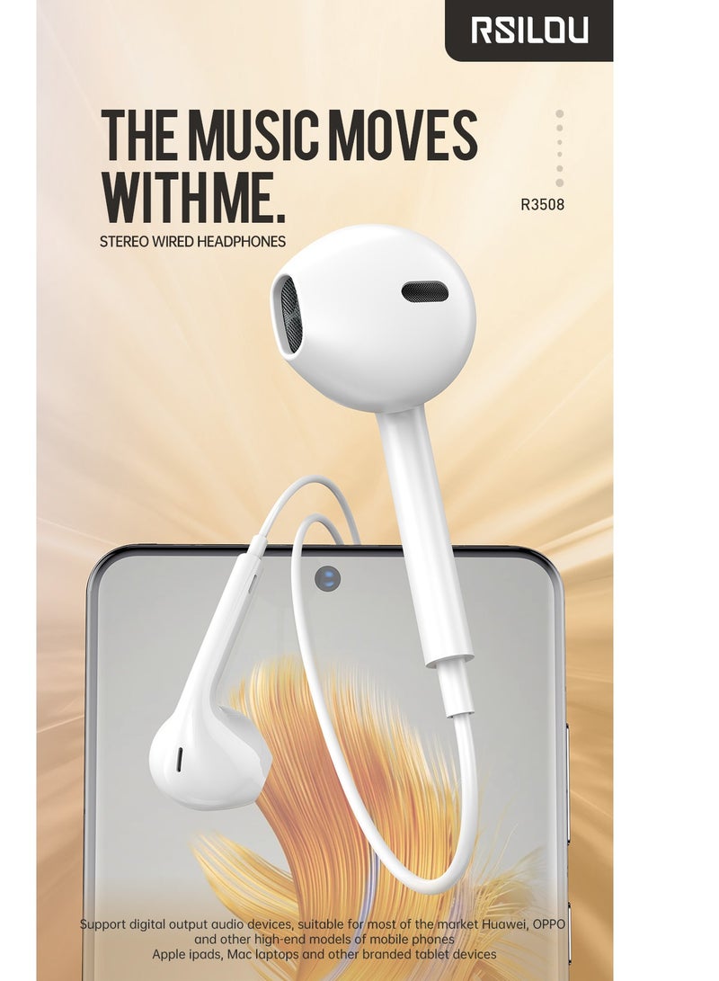 rsilou R3508-001Type-C digital stereo wired earphones with DAC chip classic design for comfortable fit, natural feel,lossless sound transmission, rich layered listening experience, refined speaker sound quality  - Image 4