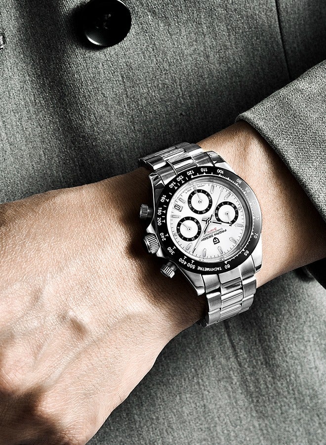 باغاني ديزاين الرجال ساعات كوارتز كرونوغراف الرياضة المعصم ووتش مع فك 63 حركة الياقوت الزجاج للماء الفولاذ المقاوم للصدأ حزام السيراميك الحافة - Image 2