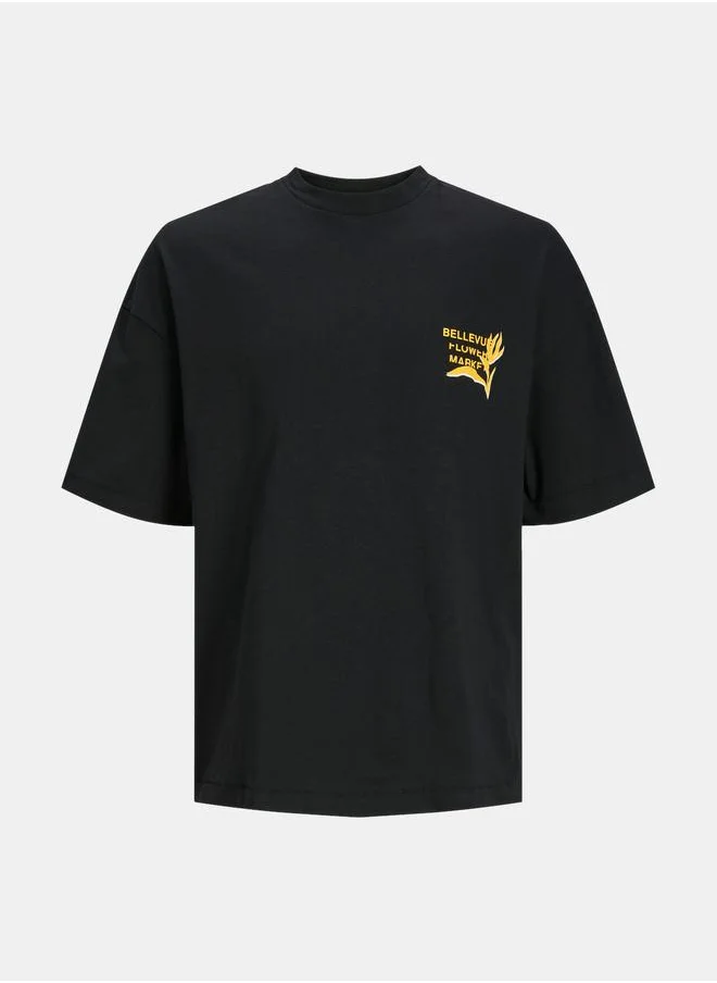 JACK & JONES Back Print Crew Neck T-Shirt with Short Sleeves