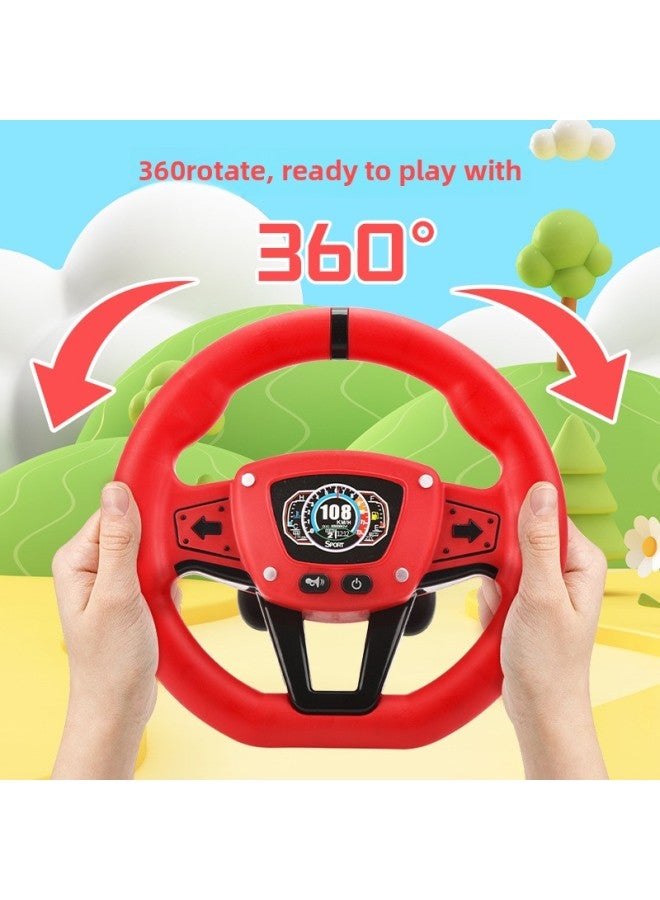 Loquat Children's Puzzle Simulation Racing Steering Wheel 360 Degree Rotation Simulation Driving Traffic Knowledge Sound Effect Strong Suction Cup-Color:Red Model (bag) - Image 4