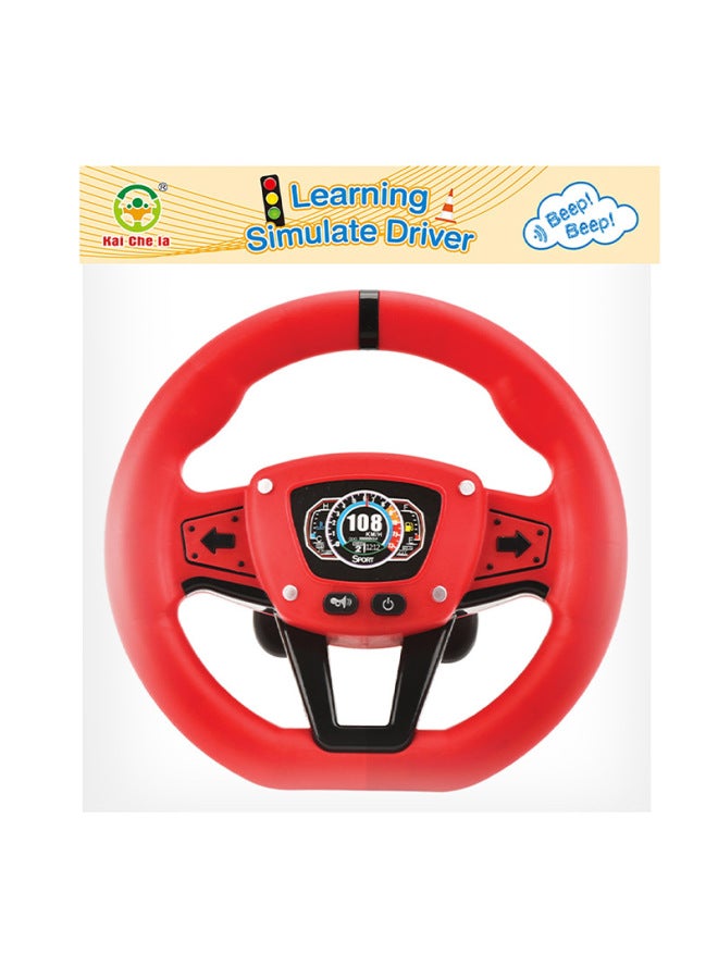 Loquat Children's Puzzle Simulation Racing Steering Wheel 360 Degree Rotation Simulation Driving Traffic Knowledge Sound Effect Strong Suction Cup-Color:Red Model (bag) - Image 1