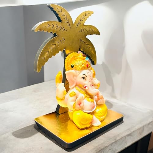 WARMINGO DE Ganesh Ji Tree Idol for Car Dashboard & Office Desk | Ganesh Statue Murti Lord Ganpati Diwali Gifts Home Decor Figurine (4 x 2.5 inches) (Ganesh ji Tree) - Image 3
