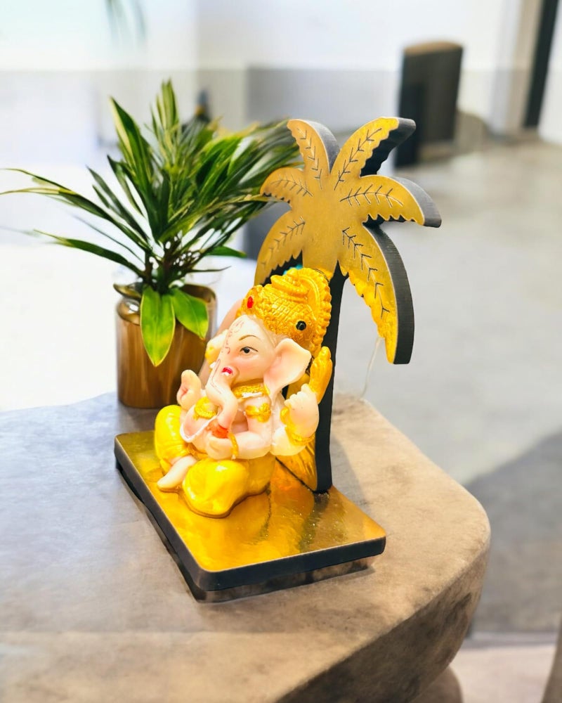 WARMINGO DE Ganesh Ji Tree Idol for Car Dashboard & Office Desk | Ganesh Statue Murti Lord Ganpati Diwali Gifts Home Decor Figurine (4 x 2.5 inches) (Ganesh ji Tree) - Image 2