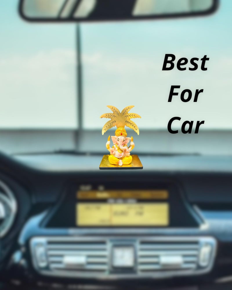 WARMINGO DE Ganesh Ji Tree Idol for Car Dashboard & Office Desk | Ganesh Statue Murti Lord Ganpati Diwali Gifts Home Decor Figurine (4 x 2.5 inches) (Ganesh ji Tree) - Image 4