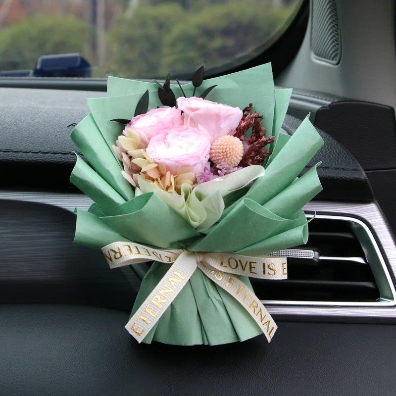 Bluejw Handmade Mini Bouquet Car Air Freshener - Dried Flower Vent Clip Perfume - Natural Dried Plants Fragrance Diffuser for Auto - Image 1