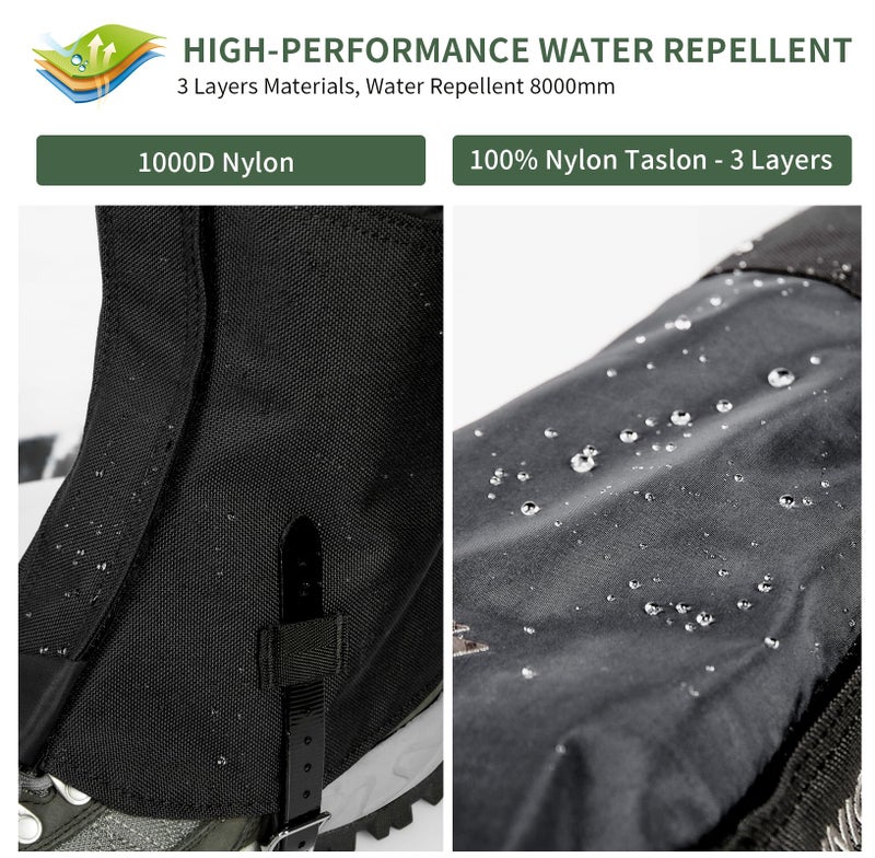 Unigear Snow Leg Gaiters, Waterproof Boot Gaiters for Hiking Walking Climbing Hunting Skiing 1000D Fabric (Small) - Image 2