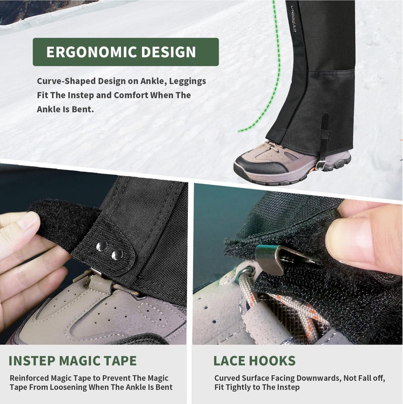 Unigear Snow Leg Gaiters, Waterproof Boot Gaiters for Hiking Walking Climbing Hunting Skiing 1000D Fabric (Small) - Image 4