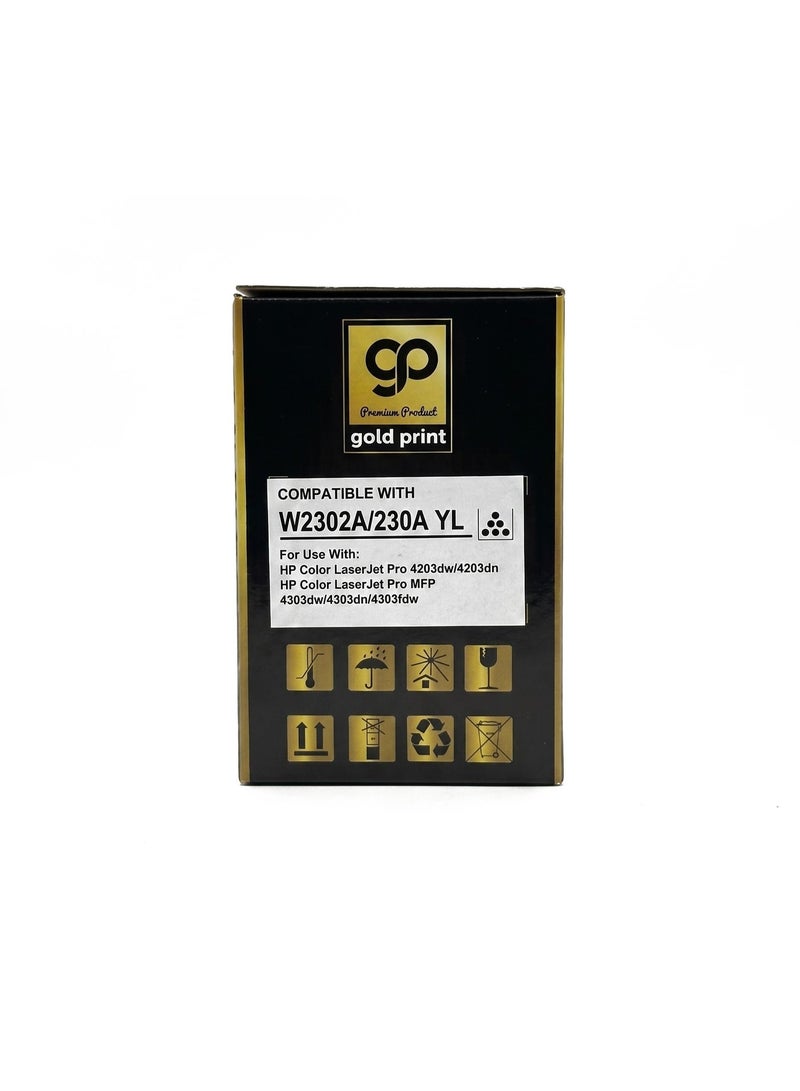 طباعة الذهب Gold Print Premium Toner Cartridge W2302A, 230A Yellow Compatible For HP Color LaserJet Pro 4203dw, 4203dn HP Color LaserJet Pro MFP 4303dw, 4303dn, 4303fdw Toner: Refined toner is infinitely close to original toner to achieve high color printing. - Image 3