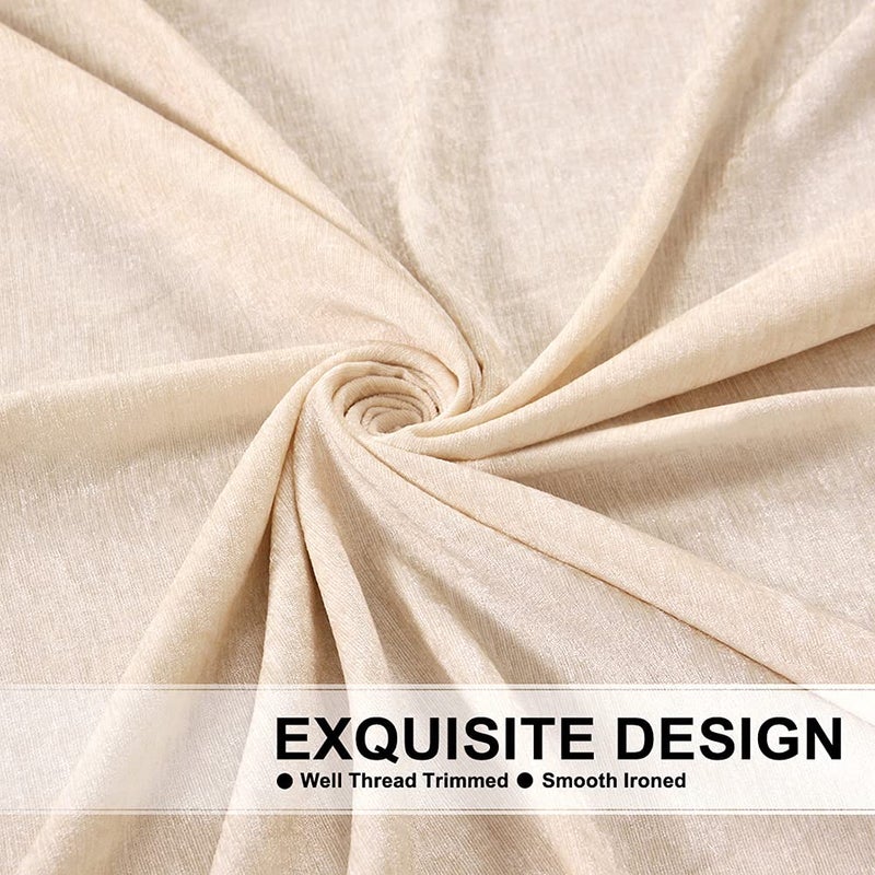ELKCA ELKCA Beige Chenille Window Curtains Valance for Living Room Luxury Waterfall Valance for Bedroom  Rod Pocket (W118 Inch  1 Panel)  - Image 4