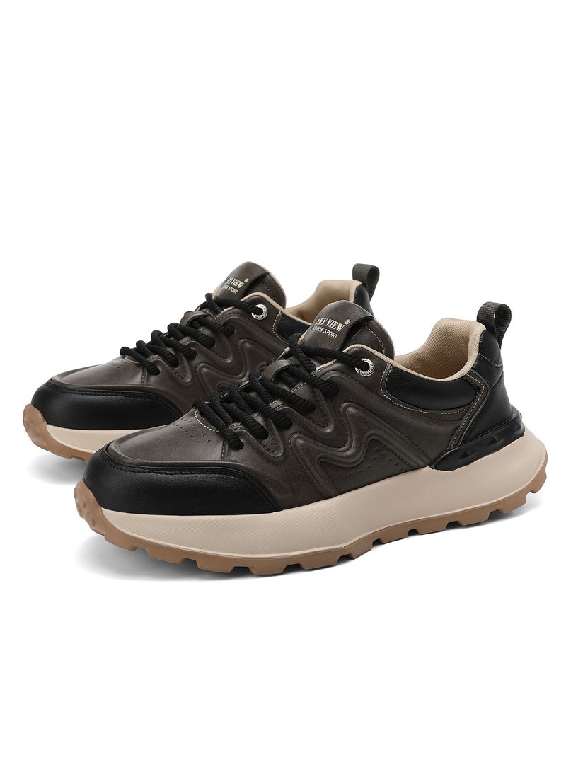 Sky View SKY VIEW Men Fashion Casual Shoes Mid Top Wide Hiking Sneakers Non-Slip Trekking Walking Shoes Running Shoes for Men with Arch Support  - Image 1