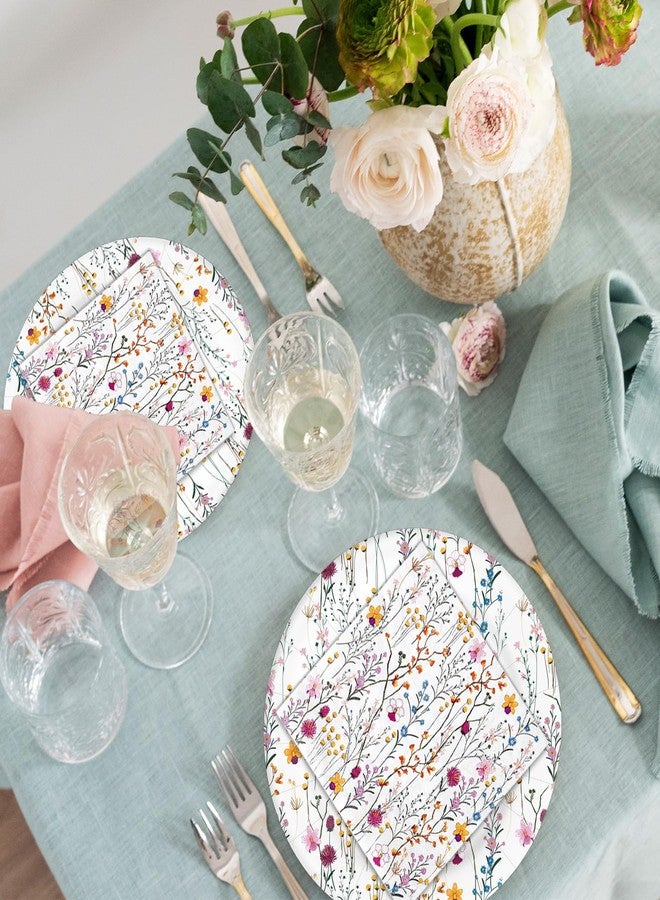 Whaline Floral Party Supplies Kit Serves 50 Wildflower Paper Plates and Napkins for Spring Picnic Wedding Birthday Baby Shower Party Supplies - Image 4