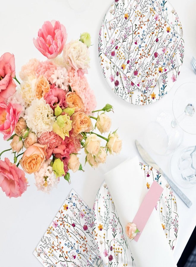 Whaline Floral Party Supplies Kit Serves 50 Wildflower Paper Plates and Napkins for Spring Picnic Wedding Birthday Baby Shower Party Supplies - Image 5