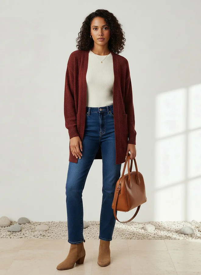 2Xtremz 2Xtremz Longline Open Front Chenille Cardigan