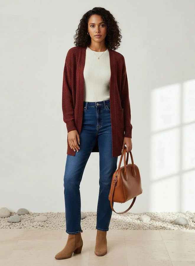 2Xtremz 2Xtremz Longline Open Front Chenille Cardigan