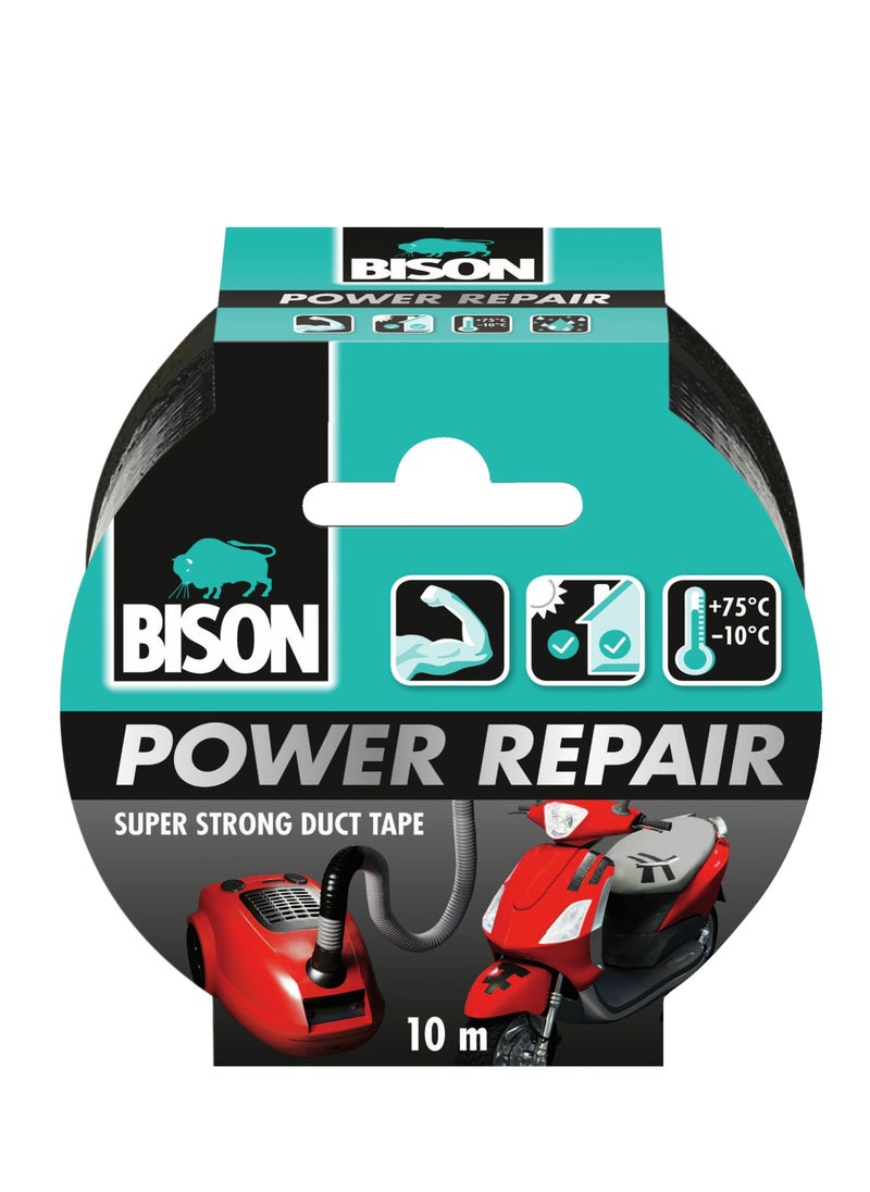 Bison Bison Power Repair Tape Black 10 m, Super strong repair and duct tape for universal use with high initial tack  - Image 1