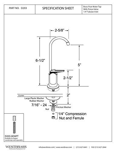 Westbrass Westbrass D203-NL-12 6"" Touch-Flo Style Pure Cold Water Dispenser Faucet  1-Pack  Oil Rubbed Bronze - Image 2