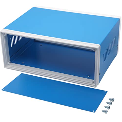 Zulkit Electronic Enclosures Blue Metal Enclosure Project Case DIY Box Junction Case Enclosure Preventive Case 12.6x10.6x4.7inch (320x268x120mm) - Image 1