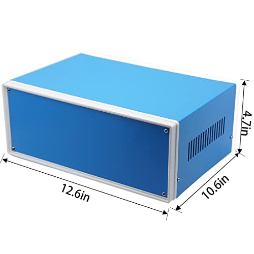 Zulkit Electronic Enclosures Blue Metal Enclosure Project Case DIY Box Junction Case Enclosure Preventive Case 12.6x10.6x4.7inch (320x268x120mm) - Image 2