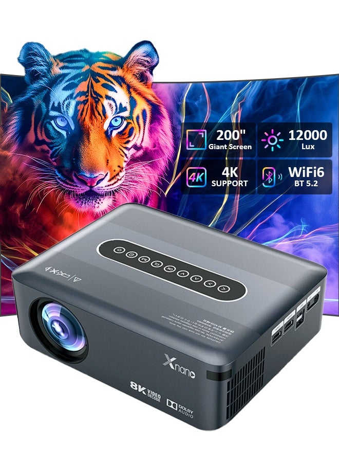 Xnano - [1080P 4K/8K Support] Projector with 5G WIFI and Bluetooth, 12000lux Outdoor Movie Projector, Portable Theater Projector Compatible with iPhone/Android/TV Stick/HDMI/USB/Laptop/DVD/PS5 - Image 1