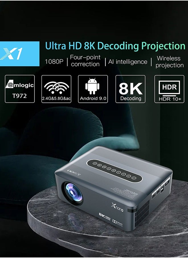 Xnano - [1080P 4K/8K Support] Projector with 5G WIFI and Bluetooth, 12000lux Outdoor Movie Projector, Portable Theater Projector Compatible with iPhone/Android/TV Stick/HDMI/USB/Laptop/DVD/PS5 - Image 1