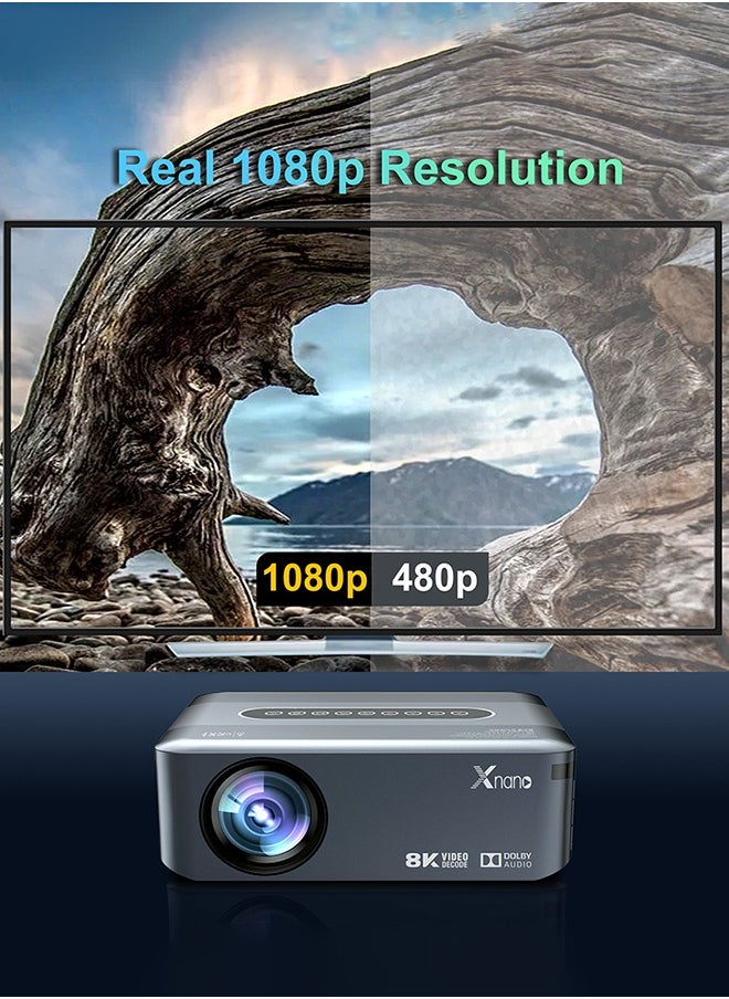Xnano - [1080P 4K/8K Support] Projector with 5G WIFI and Bluetooth, 12000lux Outdoor Movie Projector, Portable Theater Projector Compatible with iPhone/Android/TV Stick/HDMI/USB/Laptop/DVD/PS5 - Image 1