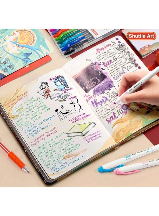 Shuttle Art 20 Pack Journaling Kit,10 Colors Dual Tip Highlighters And 10 Colors Retractable Gel Ink Pens,Perfect For Kids And Adults Coloring,Underlining, Highlighting, Writing In Office Home&School - Image 4