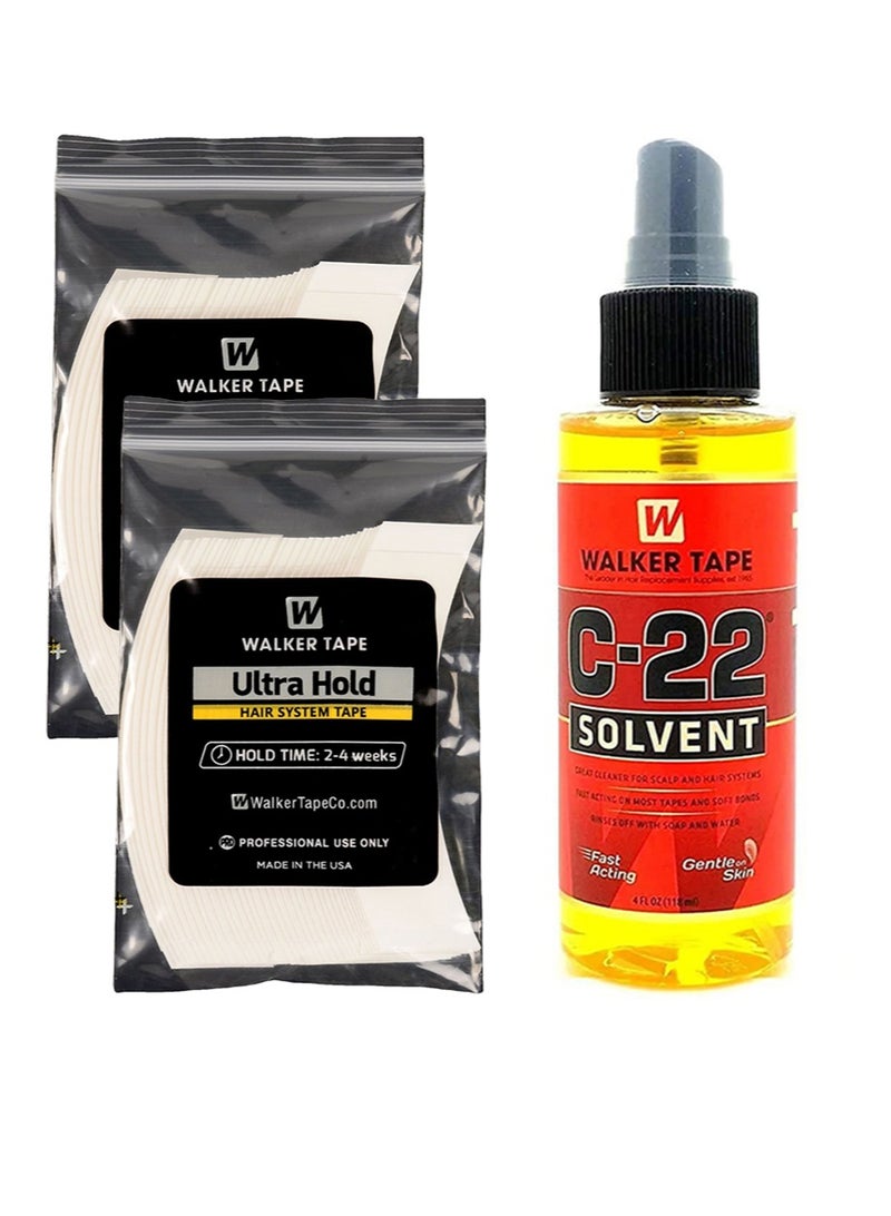 Walker Tape 2Pcs Wig Tape Stickers and Wig Adhesive Remover Kit，Used for lace wigs and hairpieces（36pcs x 2 Bag+118ml） - Image 1