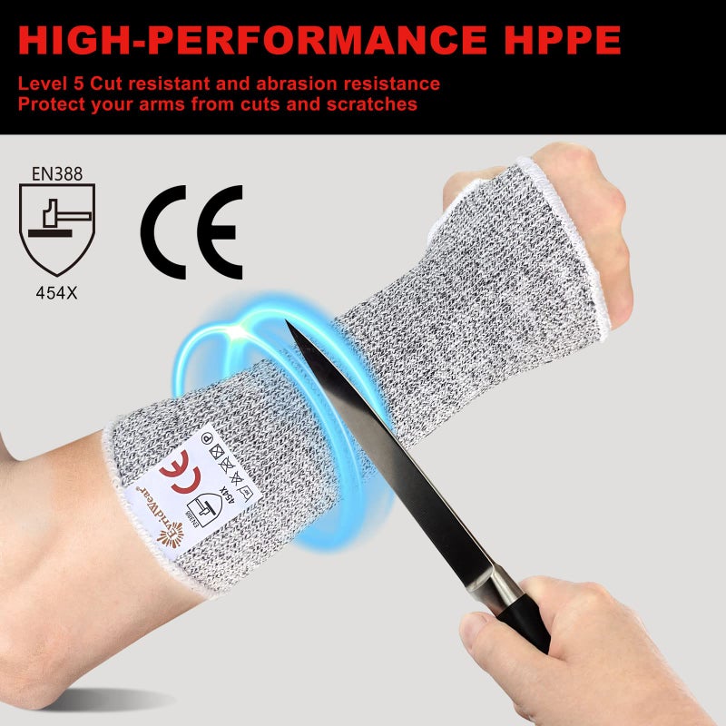 Evridwear Arm Protectors for Thin Skin and Bruising Cut Resistant Arm Sleeves Arm Guards Protective Sleeves for Men Women, 2 Pairs without Thumb Hole S/M - Image 2