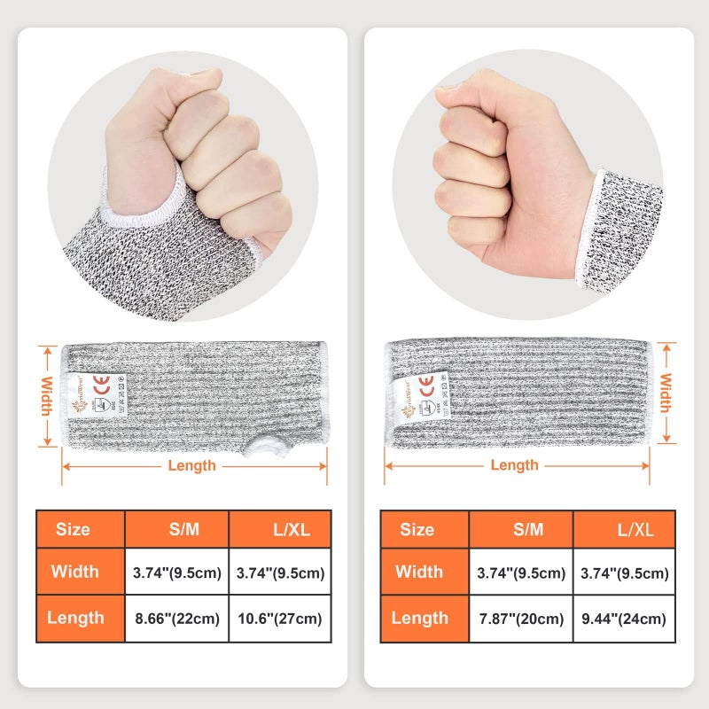 Evridwear Arm Protectors for Thin Skin and Bruising Cut Resistant Arm Sleeves Arm Guards Protective Sleeves for Men Women, 2 Pairs without Thumb Hole S/M - Image 5
