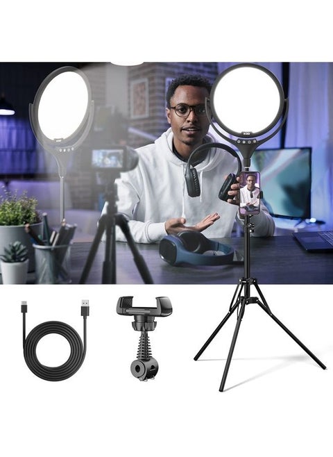 Full Screen Key Light for Streaming, Led Video Recording Lighting with Stand and Phone Holder, Professional Ring Light Kit with Stepless Dimming for Photography/Game Streaming/Makeup/TikTok/YouTube