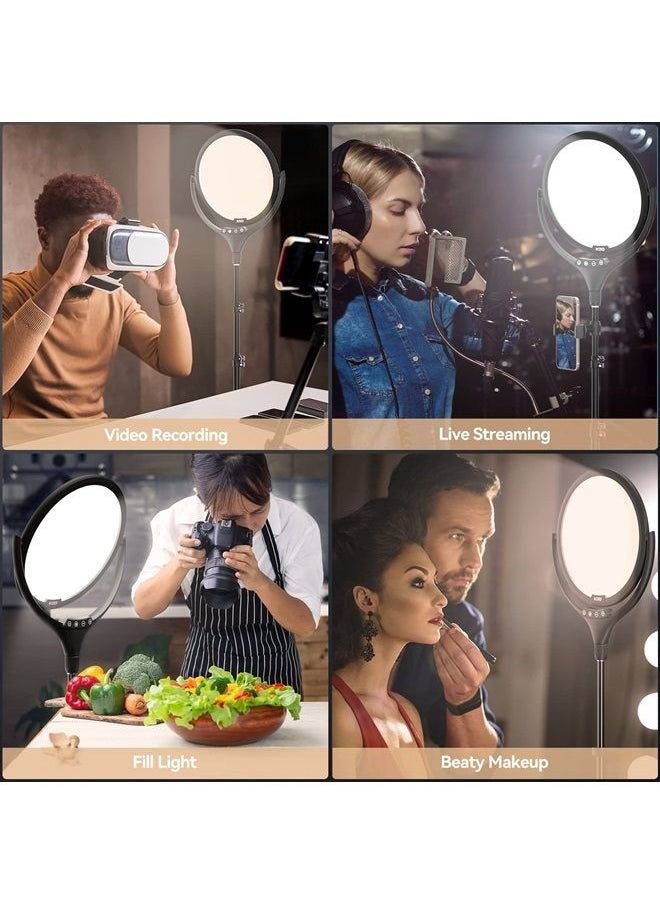 KDD - Full Screen Key Light for Streaming, Led Video Recording Lighting with Stand and Phone Holder, Professional Ring Light Kit with Stepless Dimming for Photography/Game Streaming/Makeup/TikTok/YouTube - Image 1