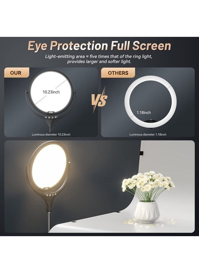 KDD - Full Screen Key Light for Streaming, Led Video Recording Lighting with Stand and Phone Holder, Professional Ring Light Kit with Stepless Dimming for Photography/Game Streaming/Makeup/TikTok/YouTube - Image 1