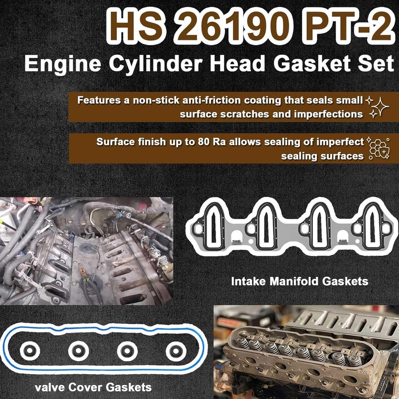 mooncar HS 26190 PT-2 Engine Cylinder Head Gasket Set for Isuzu Ascender, Hummer H3, Chevrolet - Image 2