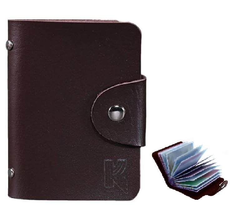 Kraptick 20 Slots Cardholder with Double-Sided Slots, Wallet for Cards, ATM, Debit, Credit Cards Holder, Unisex Wallet with Leather Design (Brown) - Image 2