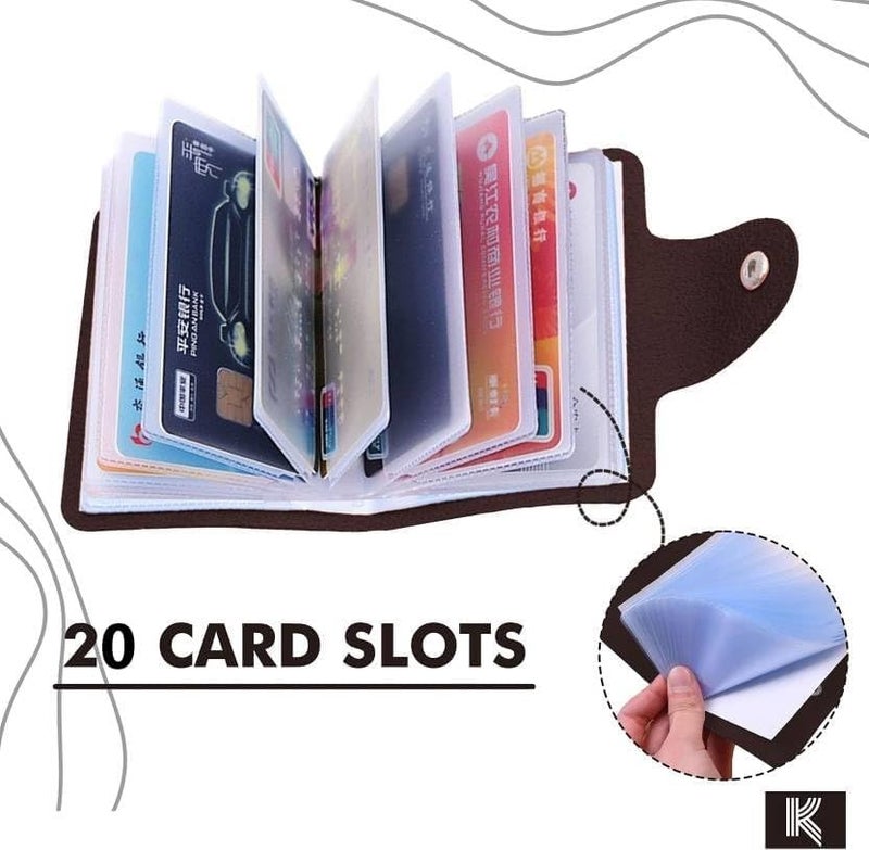 Kraptick 20 Slots Cardholder with Double-Sided Slots, Wallet for Cards, ATM, Debit, Credit Cards Holder, Unisex Wallet with Leather Design (Brown) - Image 5
