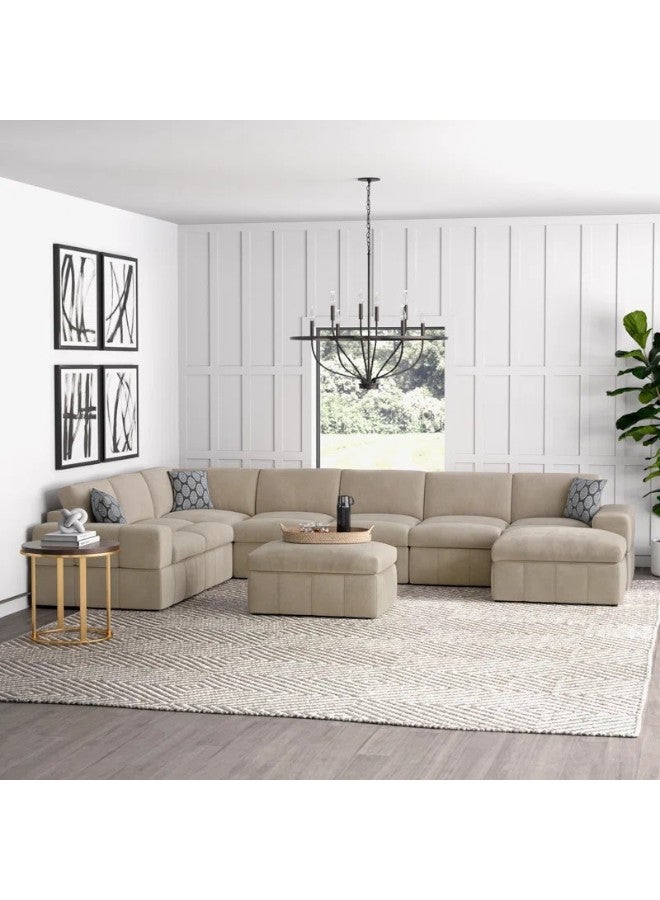 هوم جويز كنبة زاوية رويال ذا كومفورت كريدل - تصميم على شكل حرف U - كتان بيج - Image 1