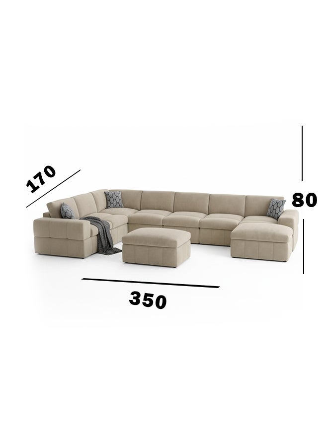 هوم جويز كنبة زاوية رويال ذا كومفورت كريدل - تصميم على شكل حرف U - كتان بيج - Image 3