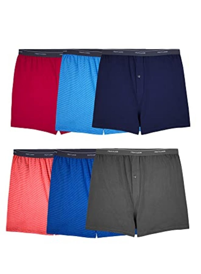 FRUIT OF THE LOOM Fruit of the Loom Mens TagFree Boxer Shorts Knit Woven Big Man 6 Pack Assorted Colors 3XLarge Big Man Boxer Shorts  - Image 1